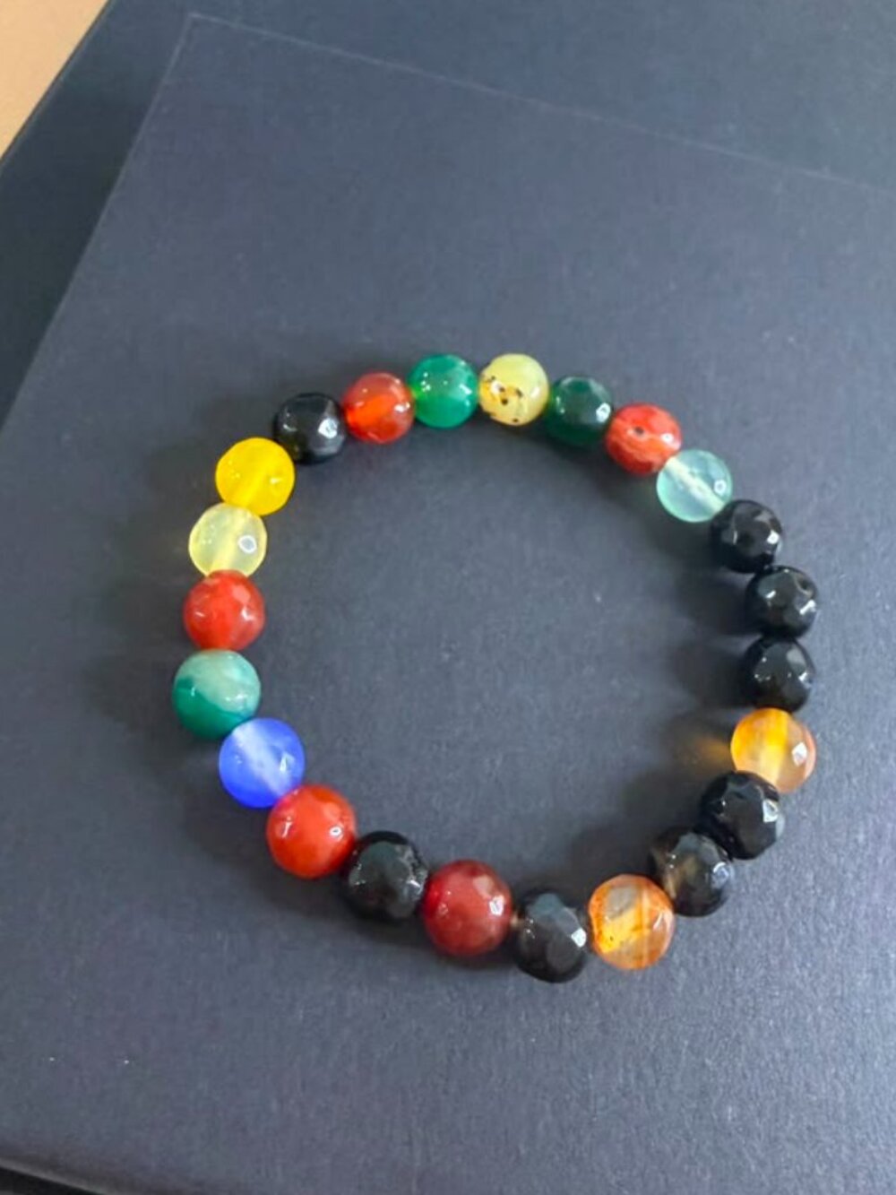 Multi Colored Gemstone Bracelet | Black Agate & Vibrant Beads Accessories